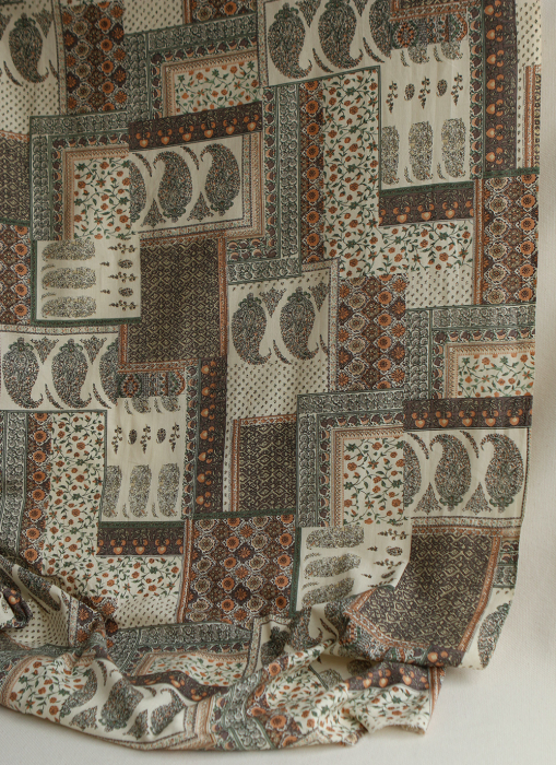 Riya - Tissu indien coton effet lin Hand Block Artisanal