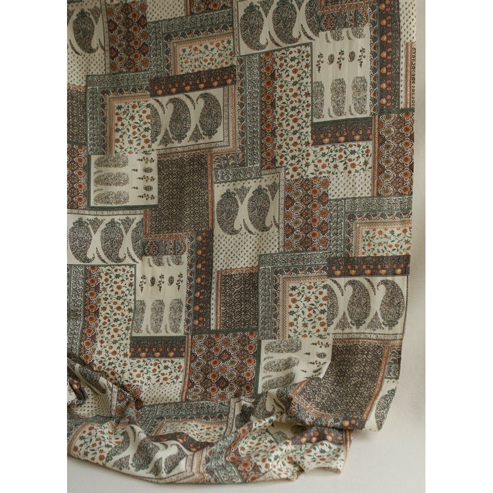 Riya - Tissu indien coton effet lin Hand Block Artisanal