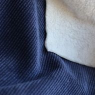 Norton - Velours à côtes doublé moumoute / fourrure bleu marine