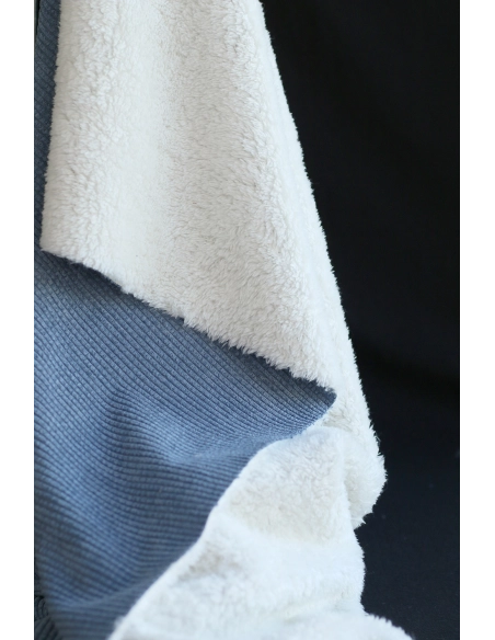 Norton - Velours à côtes doublé moumoute / fourrure bleu jean