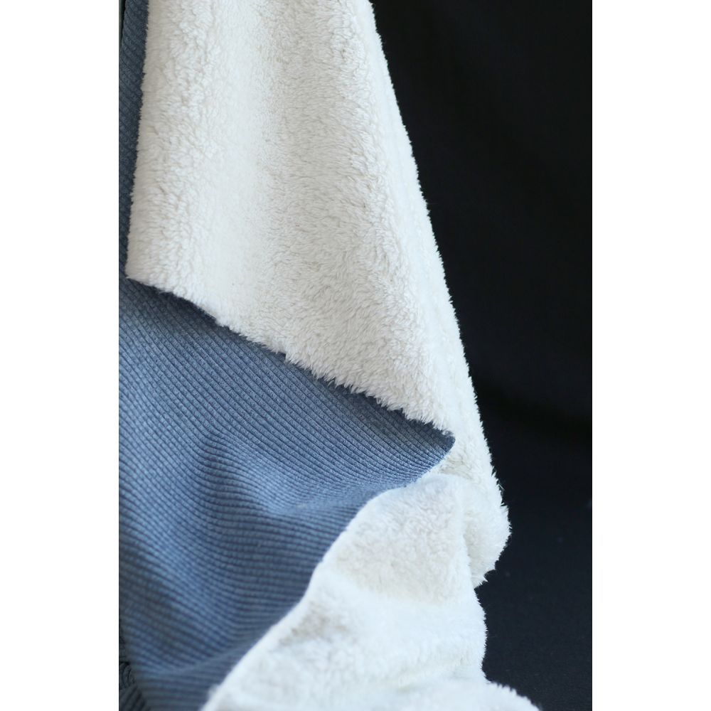 Norton - Velours à côtes doublé moumoute / fourrure bleu jean