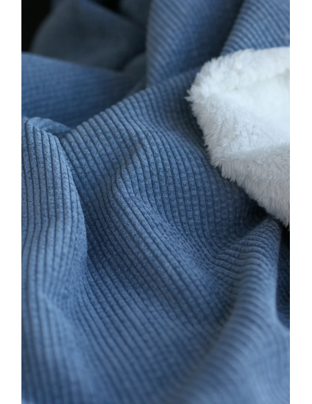 Norton - Velours à côtes doublé moumoute / fourrure bleu jean