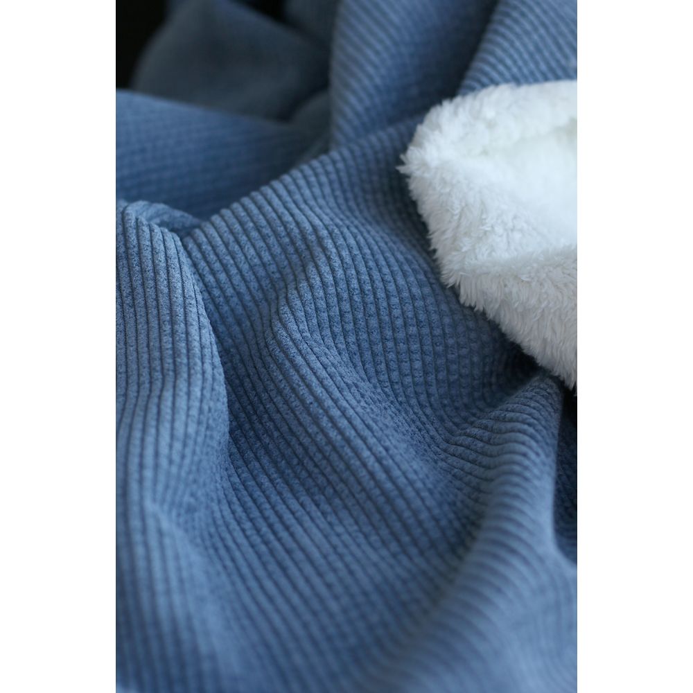 Norton - Velours à côtes doublé moumoute / fourrure bleu jean