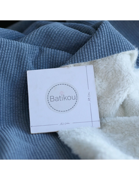 Norton - Velours à côtes doublé moumoute / fourrure bleu jean