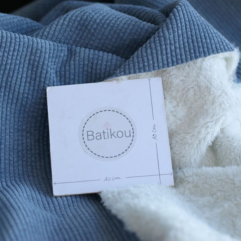 Norton - Velours à côtes doublé moumoute / fourrure bleu jean