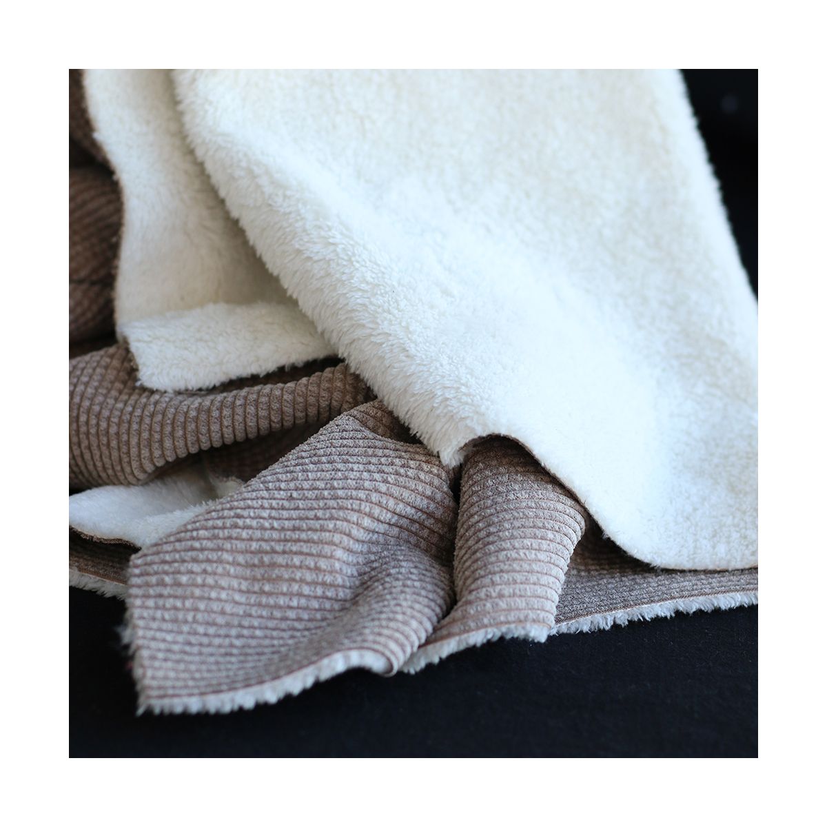 Norton - Velours à côtes doublé moumoute / fourrure beige