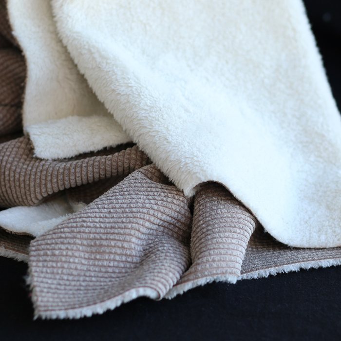 Norton - Velours à côtes doublé moumoute / fourrure beige