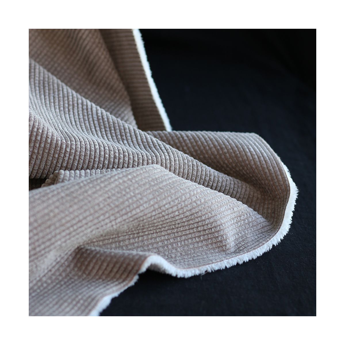 Norton - Velours à côtes doublé moumoute / fourrure beige