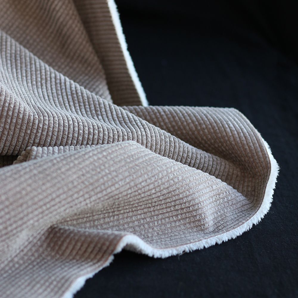 Norton - Velours à côtes doublé moumoute / fourrure beige