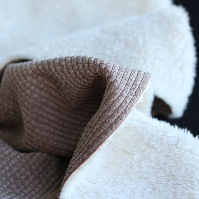 Norton - Velours à côtes doublé moumoute / fourrure beige