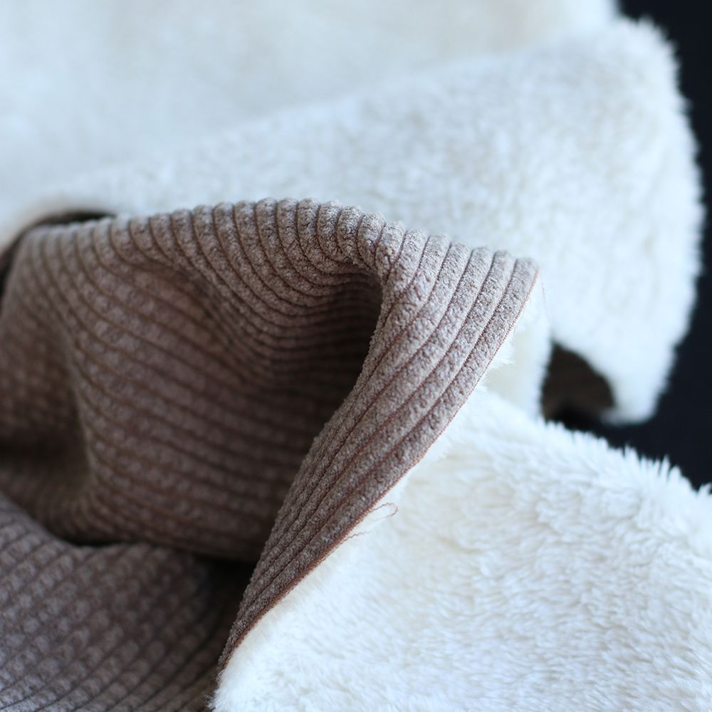 Norton - Velours à côtes doublé moumoute / fourrure beige