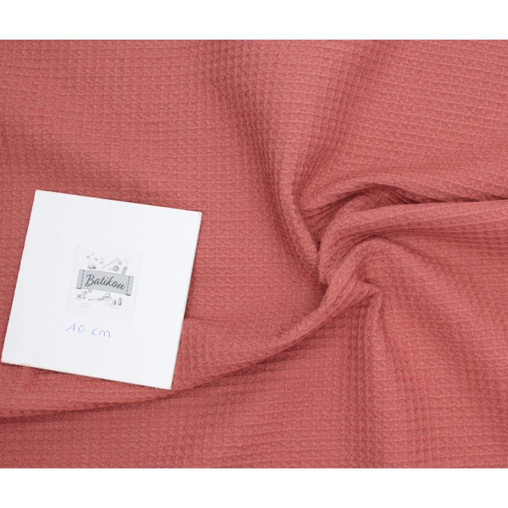 Coton BIO nid d'abeille coloris marsala