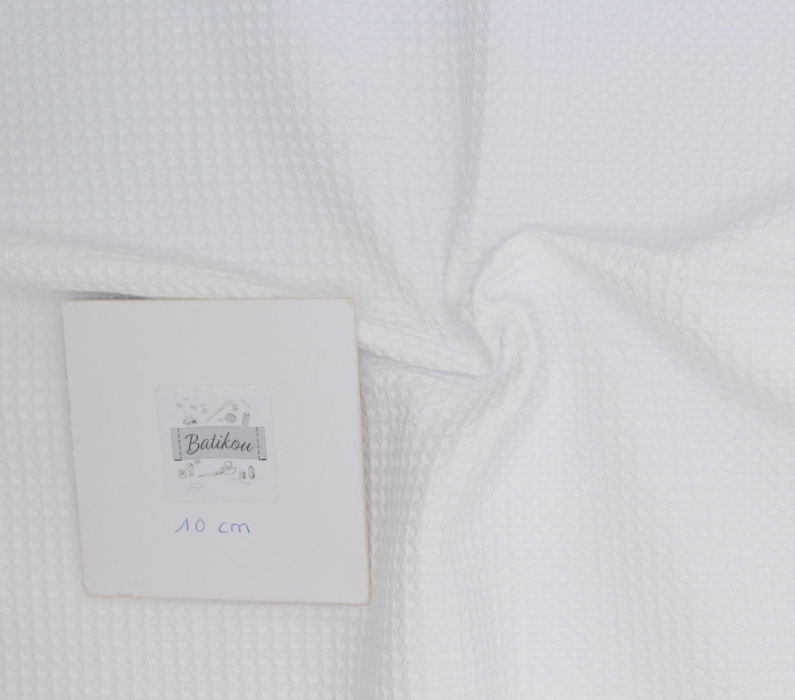 Coton BIO nid d'abeille coloris blanc