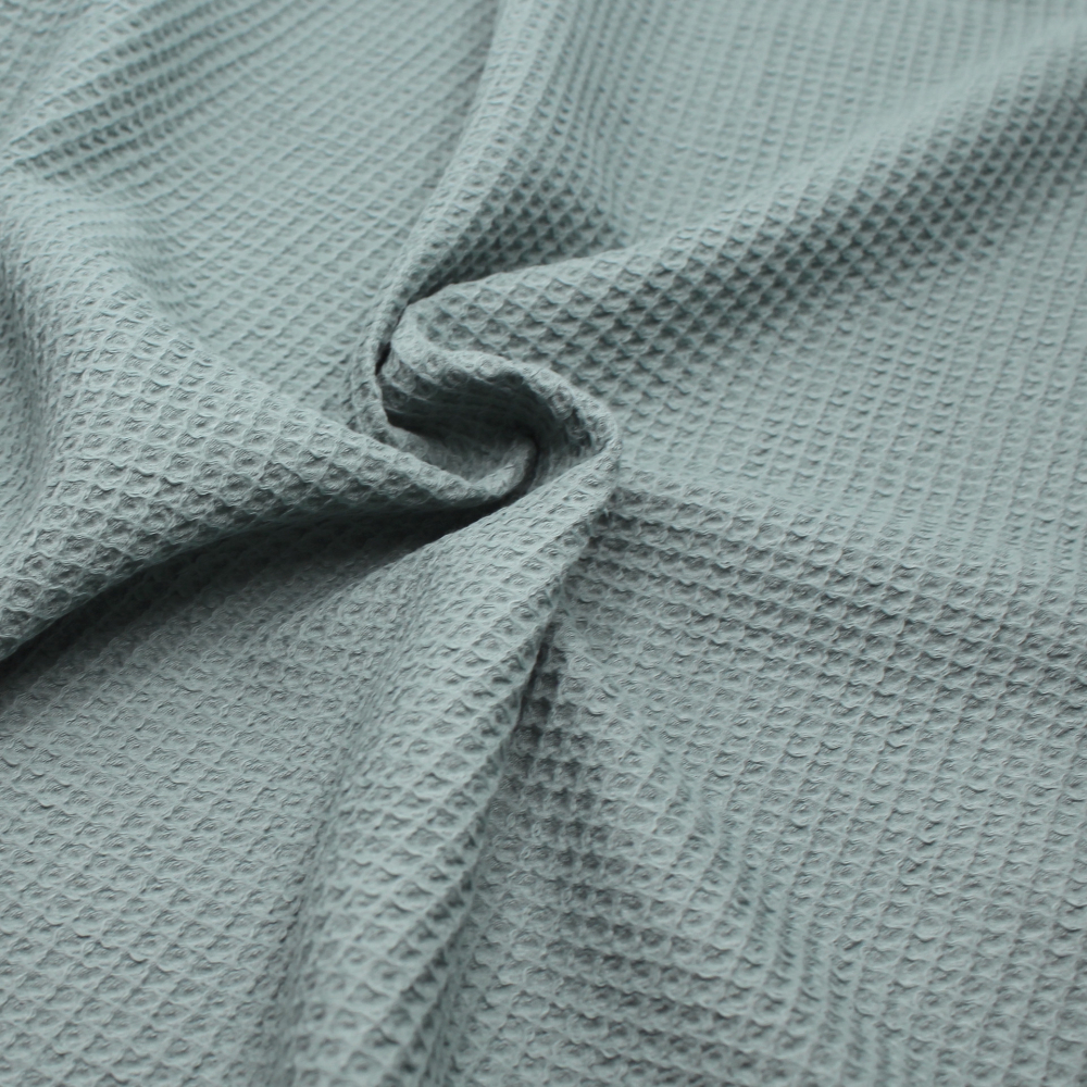 Coton BIO nid d'abeille coloris vert sauge