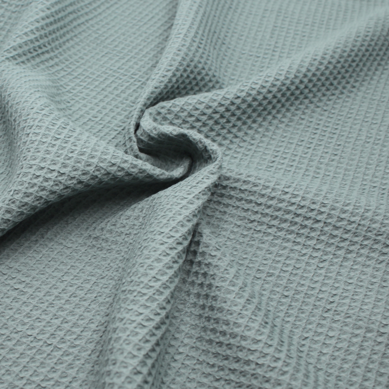 Coton BIO nid d'abeille coloris vert sauge