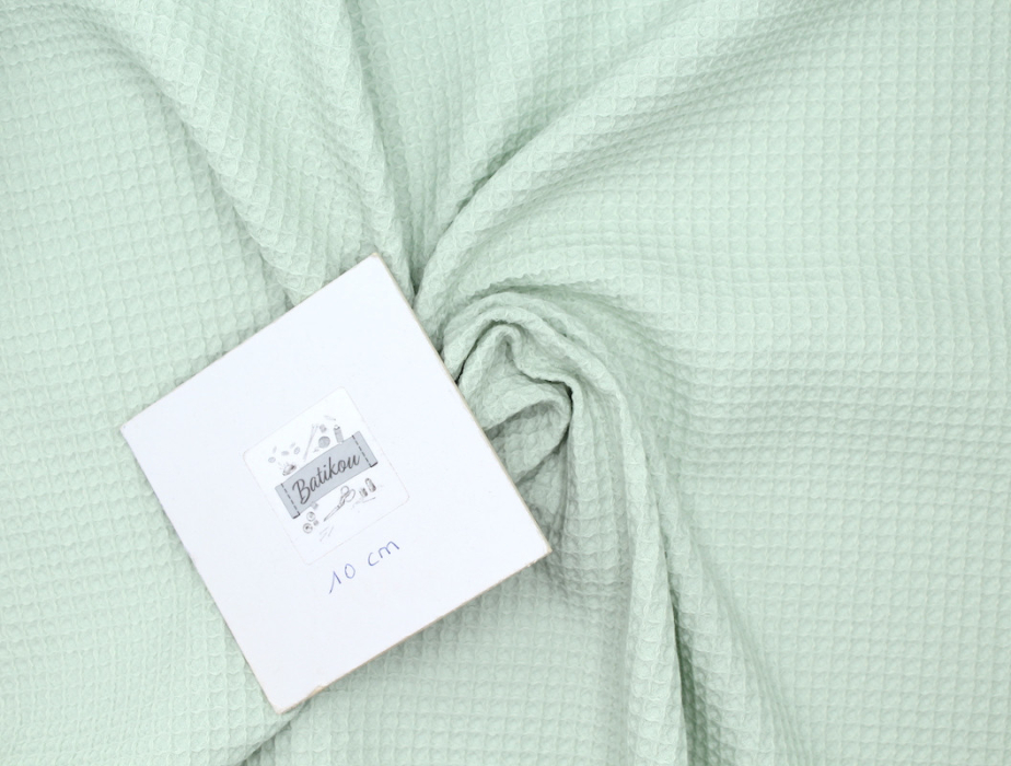 Coton BIO nid d'abeille coloris Vert opaline