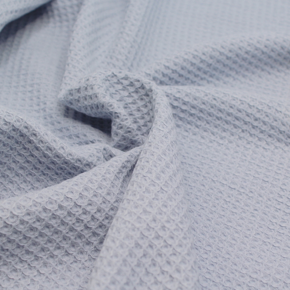 Coton BIO nid d'abeille coloris bleu poudré