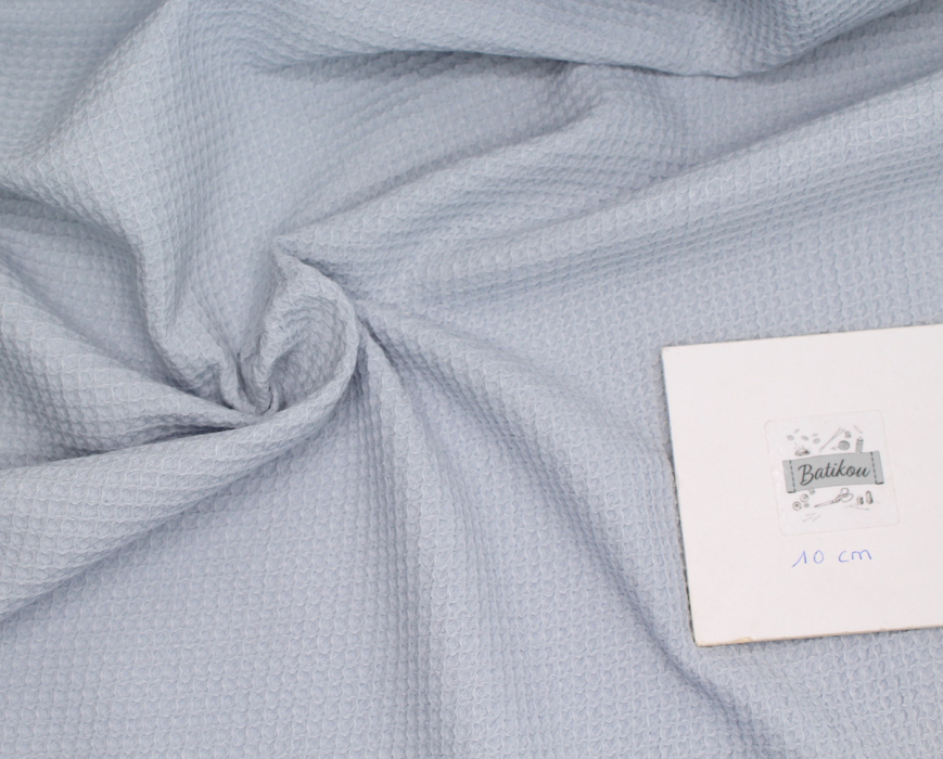 Coton BIO nid d'abeille coloris bleu poudré