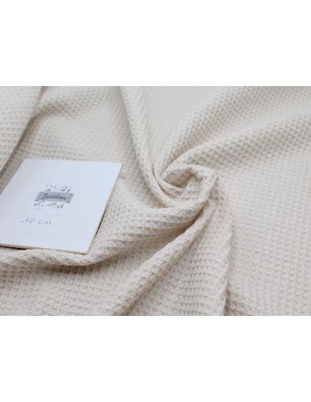 Coton BIO nid d'abeille coloris sable