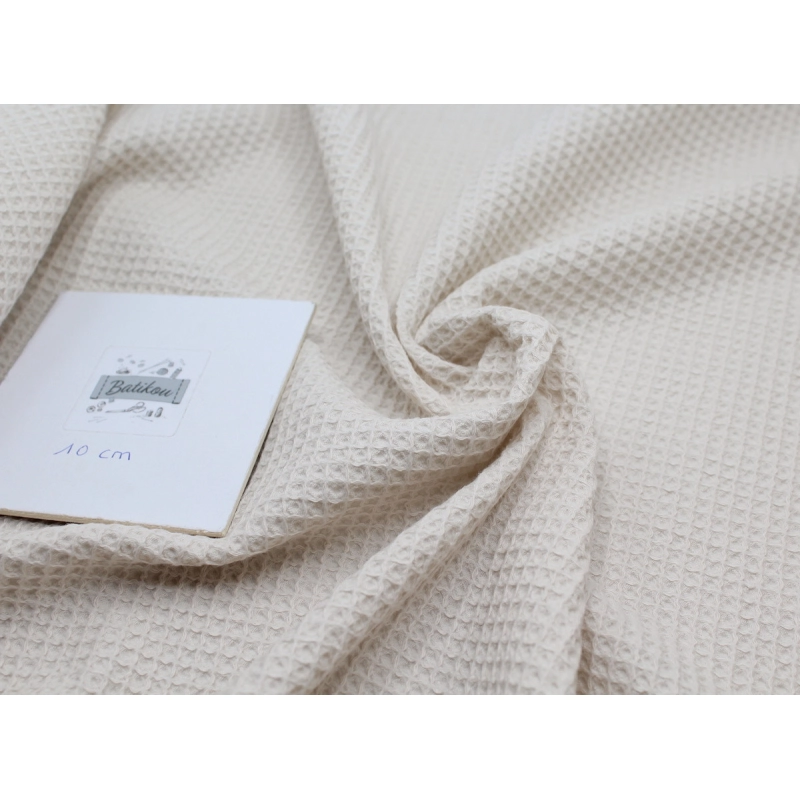 Coton BIO nid d'abeille coloris sable