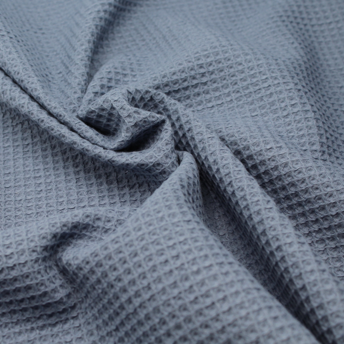 Coton BIO nid d'abeille coloris bleu jean