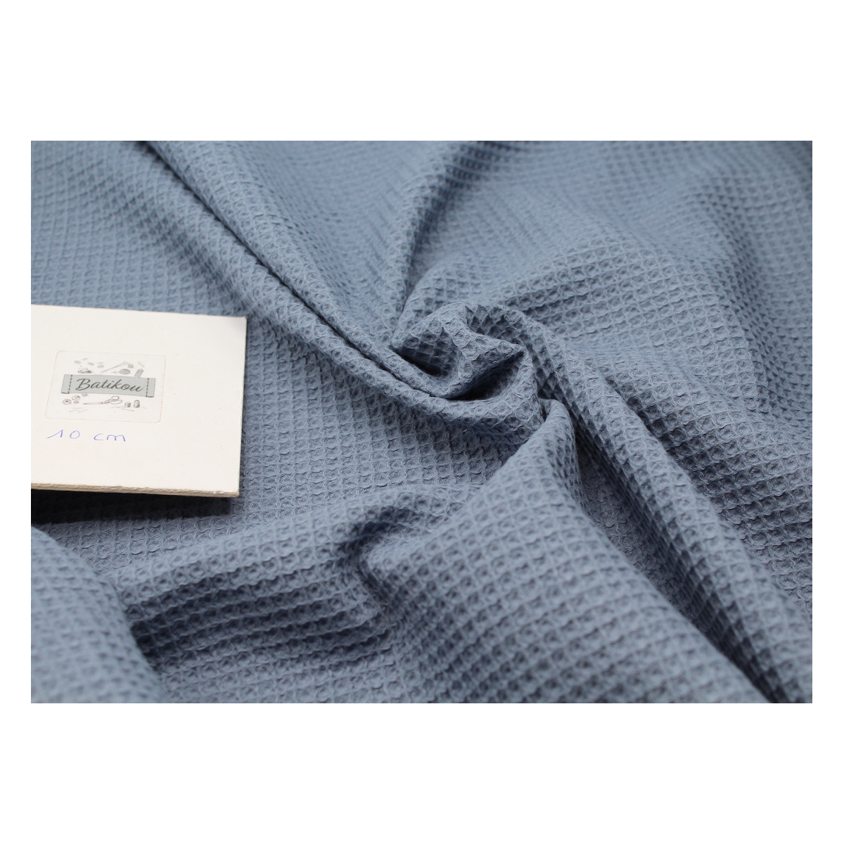 Coton BIO nid d'abeille coloris bleu jean