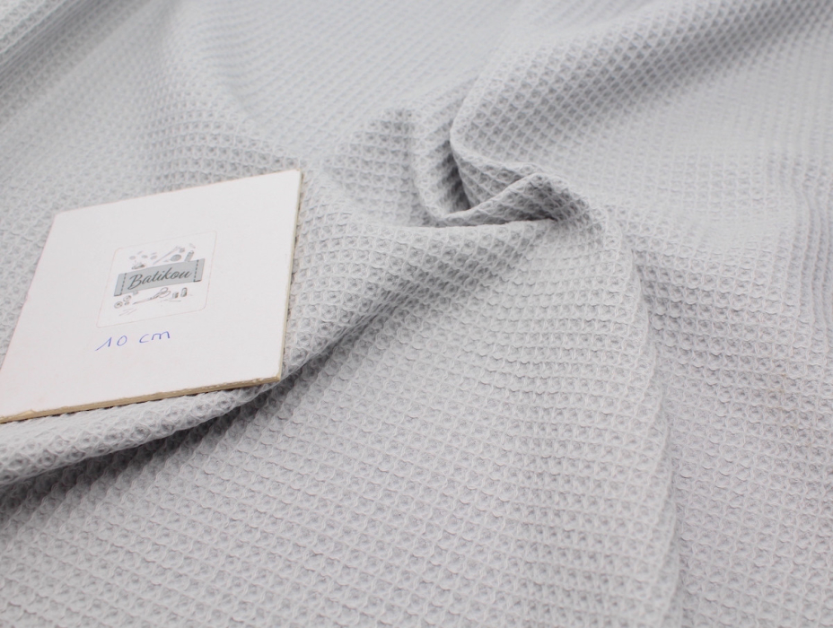 Coton BIO nid d'abeille coloris gris perle