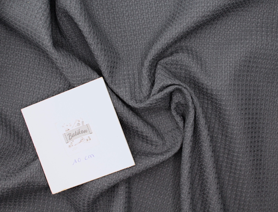 Coton BIO nid d'abeille coloris gris météorite