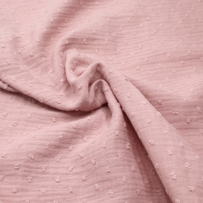 Double gaze de coton BIO plumetis rose pétale Tissus issus de l'agriculture biologique  - 1