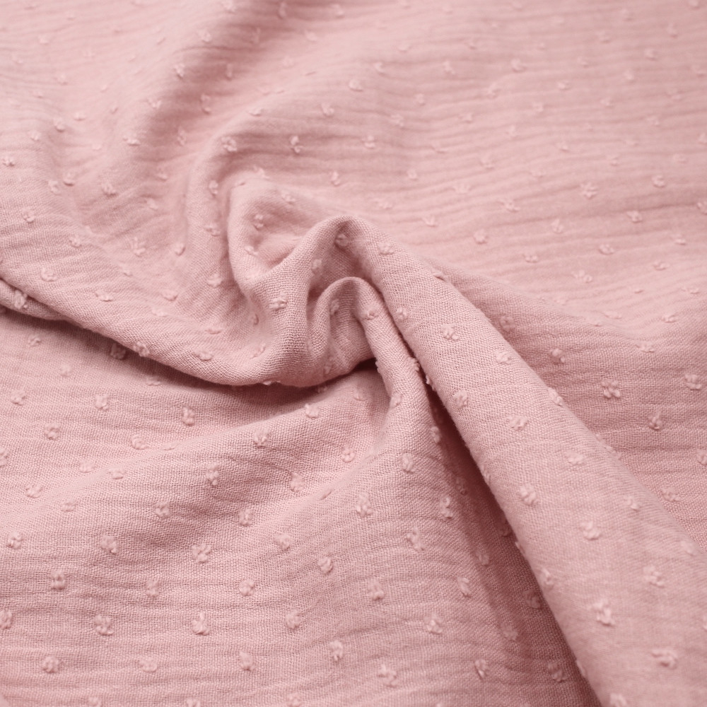 Double gaze de coton BIO plumetis rose pétale Tissus issus de l'agriculture biologique  - 1