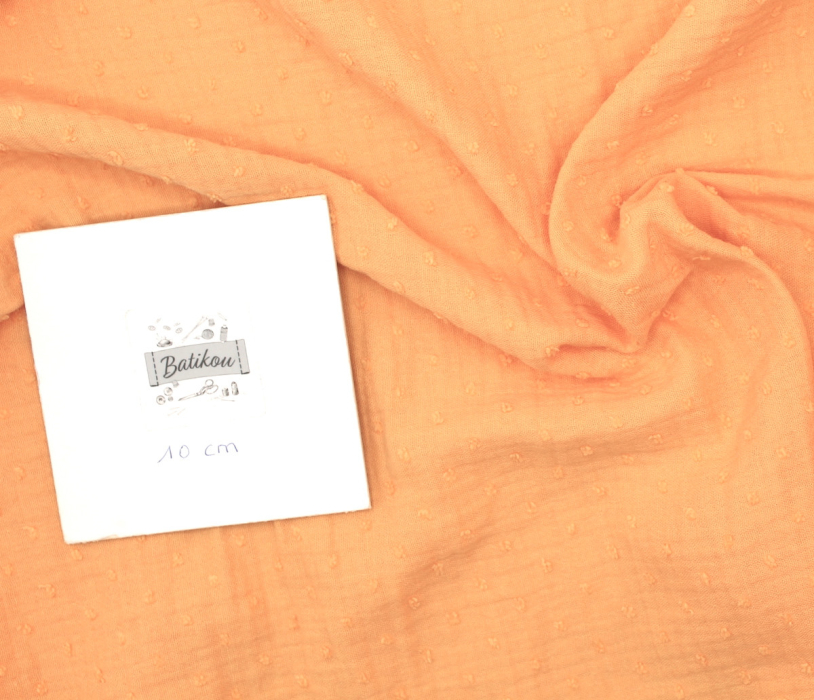 Double gaze de coton BIO plumetis mangue