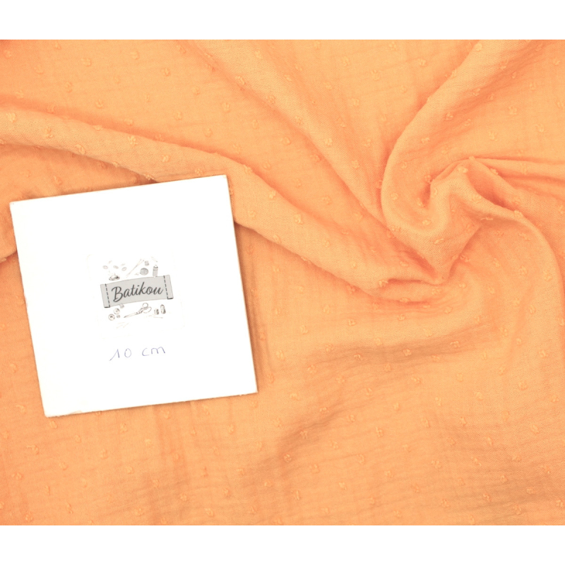 Double gaze de coton BIO plumetis mangue