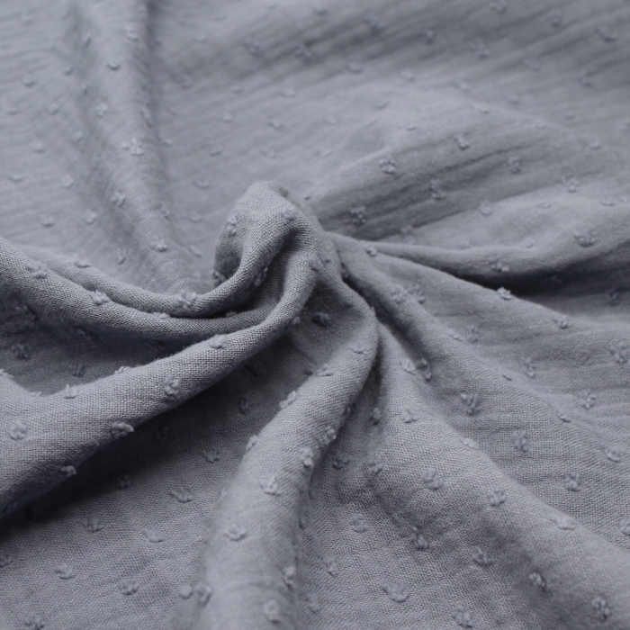 Double gaze de coton BIO plumetis gris acier