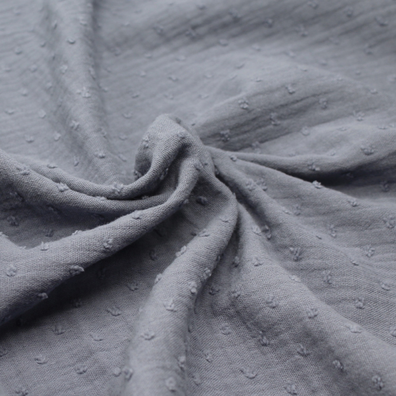 Double gaze de coton BIO plumetis gris acier