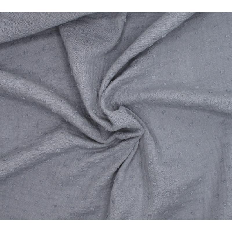 Double gaze de coton BIO plumetis gris acier