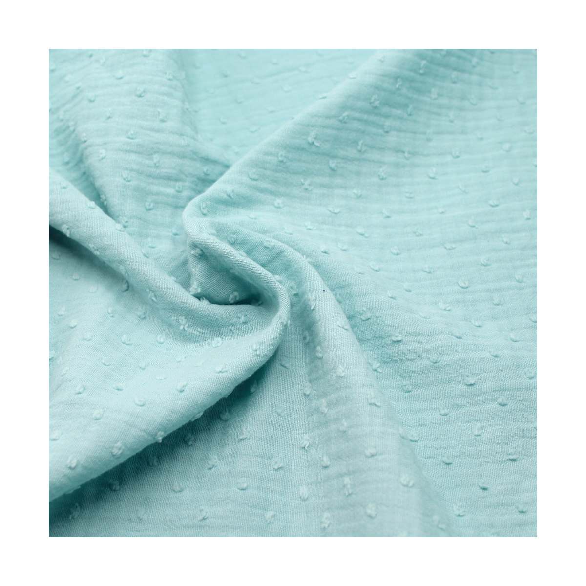 Double gaze de coton BIO plumetis aqua