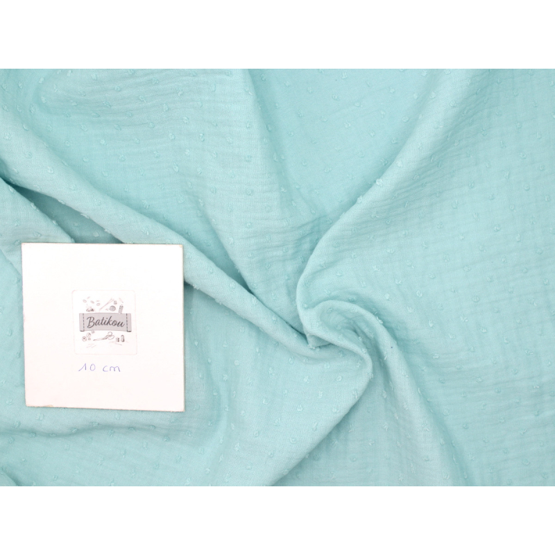 Double gaze de coton BIO plumetis aqua