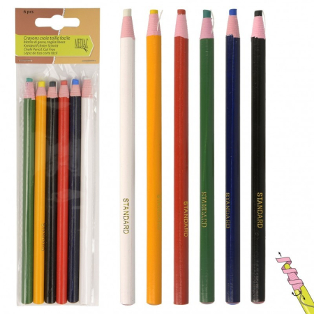Lot de 6 crayons craie taille facile Lot de 6 crayons craie taille facile