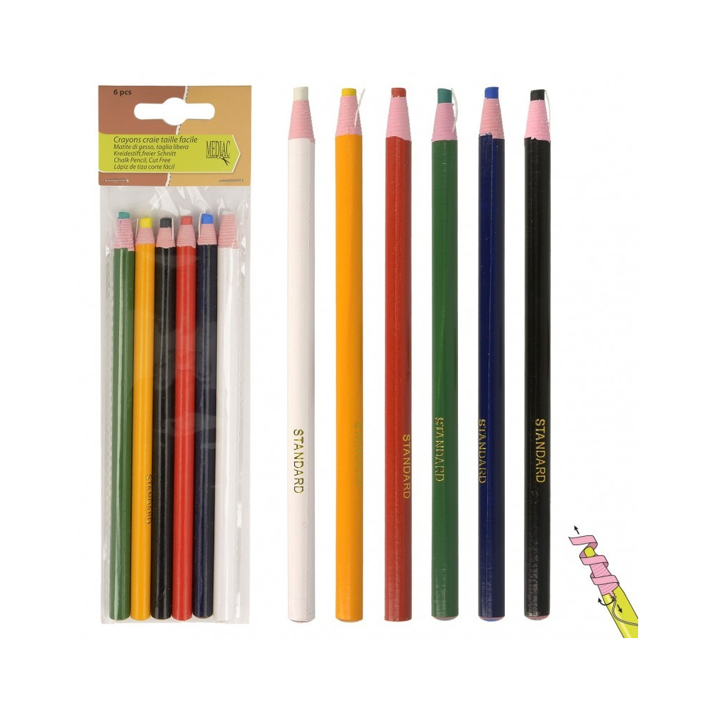 Lot de 6 crayons craie taille facile