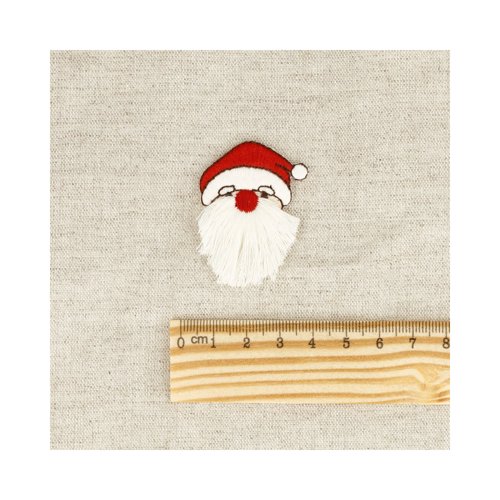 Ecusson à frange / pompon père noël thermocollant sans couture