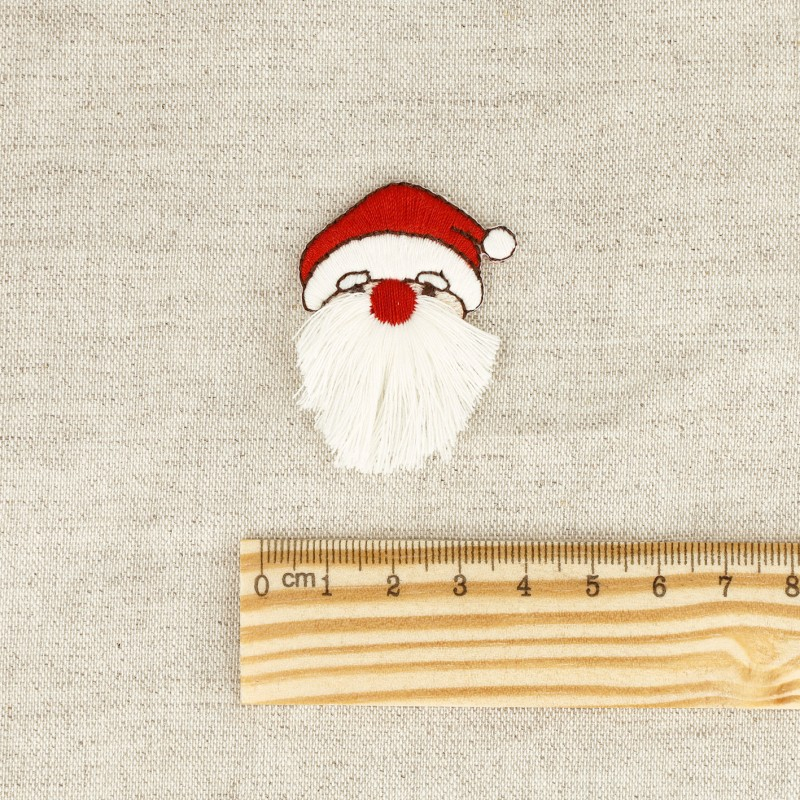 Ecusson à frange / pompon père noël thermocollant sans couture