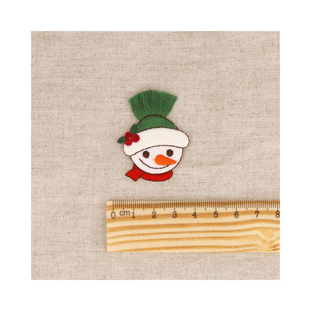 Ecusson à frange / pompon bonhomme de neige thermocollant sans couture