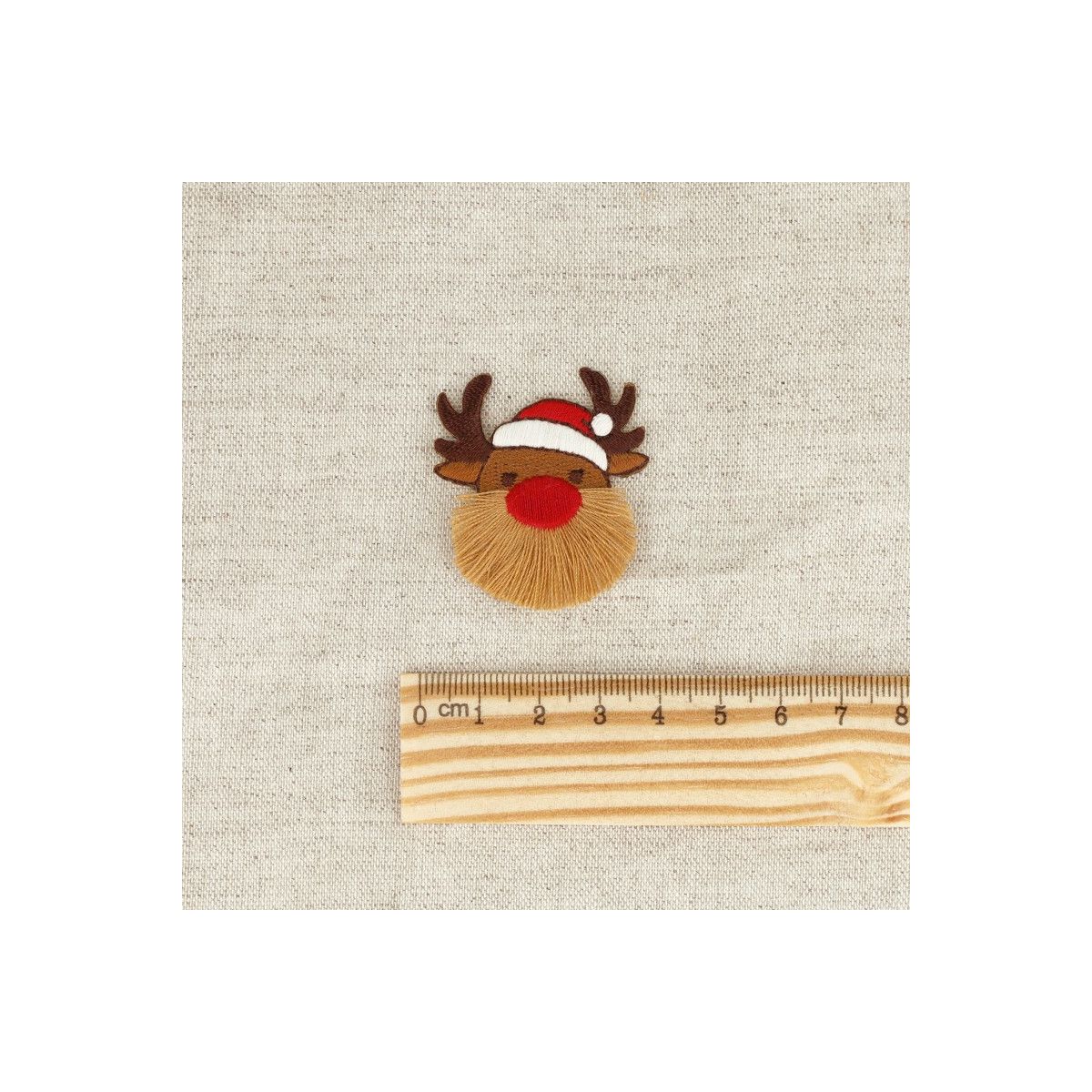 Ecusson à frange / pompon renne Rudolph thermocollant sans couture Ecusson à frange / pompon renne Rudolph thermocollant sans couture