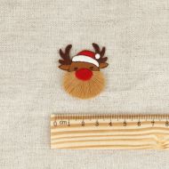 Ecusson à frange / pompon renne Rudolph thermocollant sans couture
