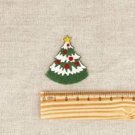Ecusson à frange / pompon sapin de noël thermocollant sans couture