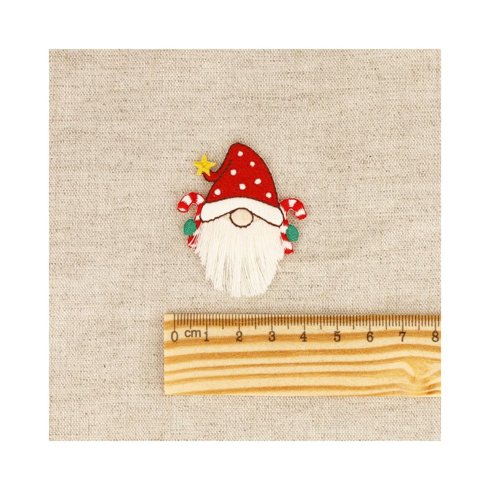 Ecusson à frange / pompon lutin de noël thermocollant sans couture