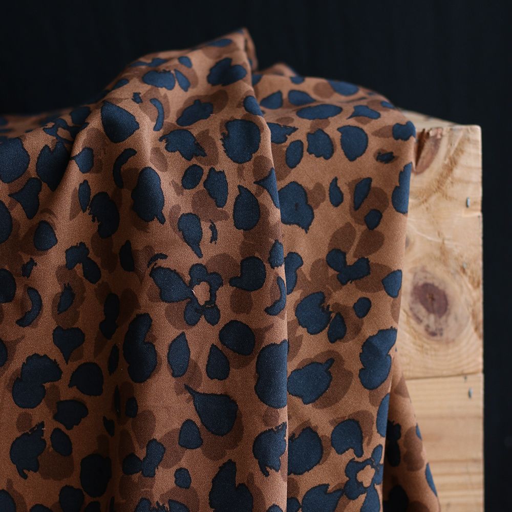 Kodkod - Viscose imprimé graou léopard camel