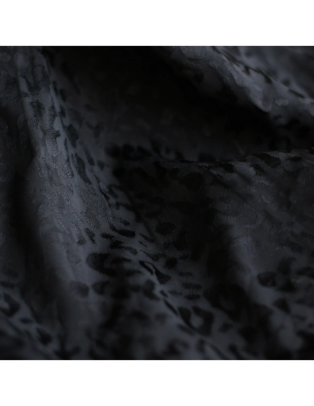 Lea - Viscose tissage jacquard graou / léopard noir