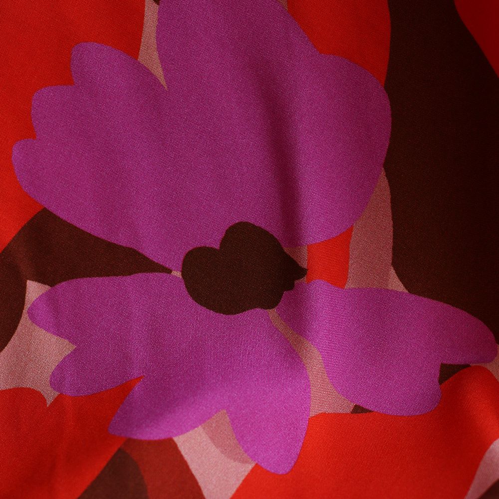 Aimael - Viscose imprimé grapique rose et rouge