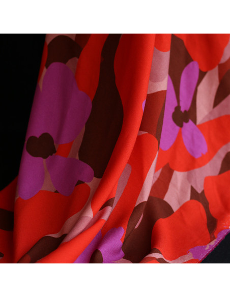 Aimael - Viscose imprimé grapique rose et rouge